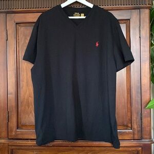 Polo Ralph Lauren 100% cotton Classic Fit V Nack black T shirt Size XL